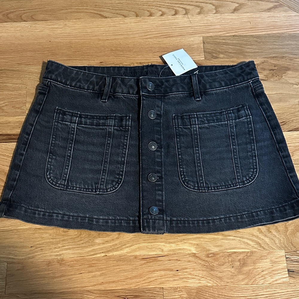 NWT American Eagle Black Denim Mini Skirt sz 10
